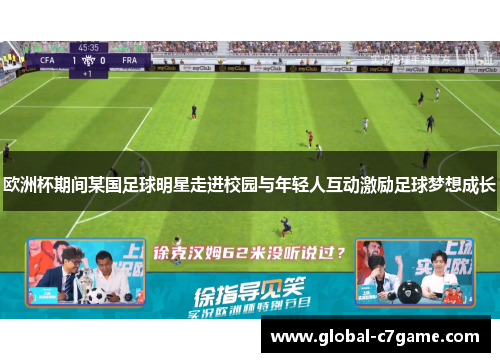 欧洲杯期间某国足球明星走进校园与年轻人互动激励足球梦想成长