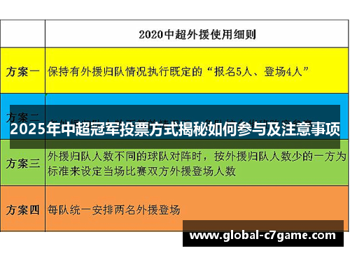 2025年中超冠军投票方式揭秘如何参与及注意事项